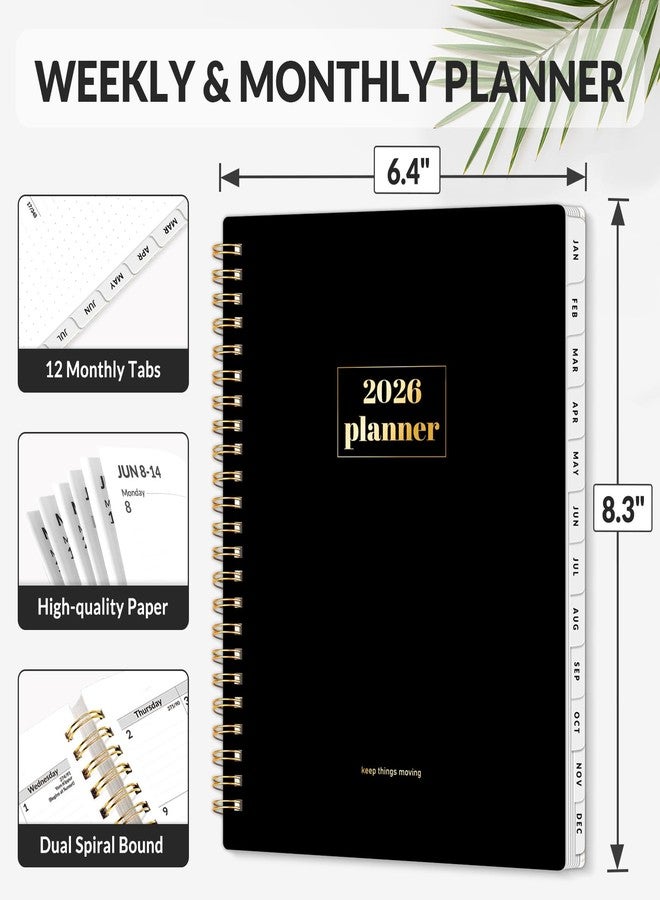 SUNEE Planner 2026 Weekly and Monthly, January 2026-December 2026, 6.4"x8.3", Tabs, Note Pages,Spiral Binding, Black - Image 5