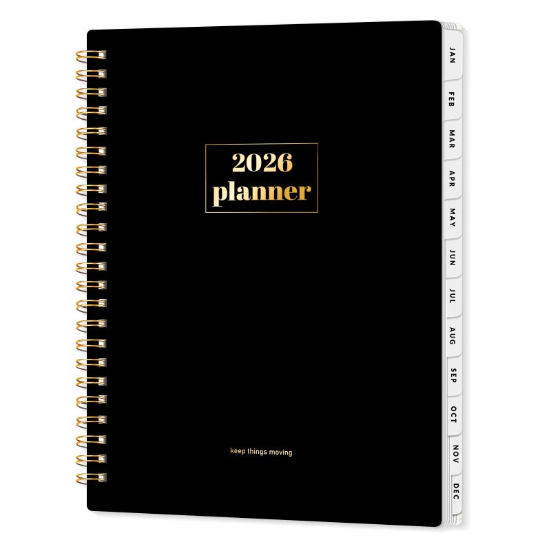 SUNEE Planner 2026 Weekly and Monthly, January 2026-December 2026, 6.4"x8.3", Tabs, Note Pages,Spiral Binding, Black - Image 1