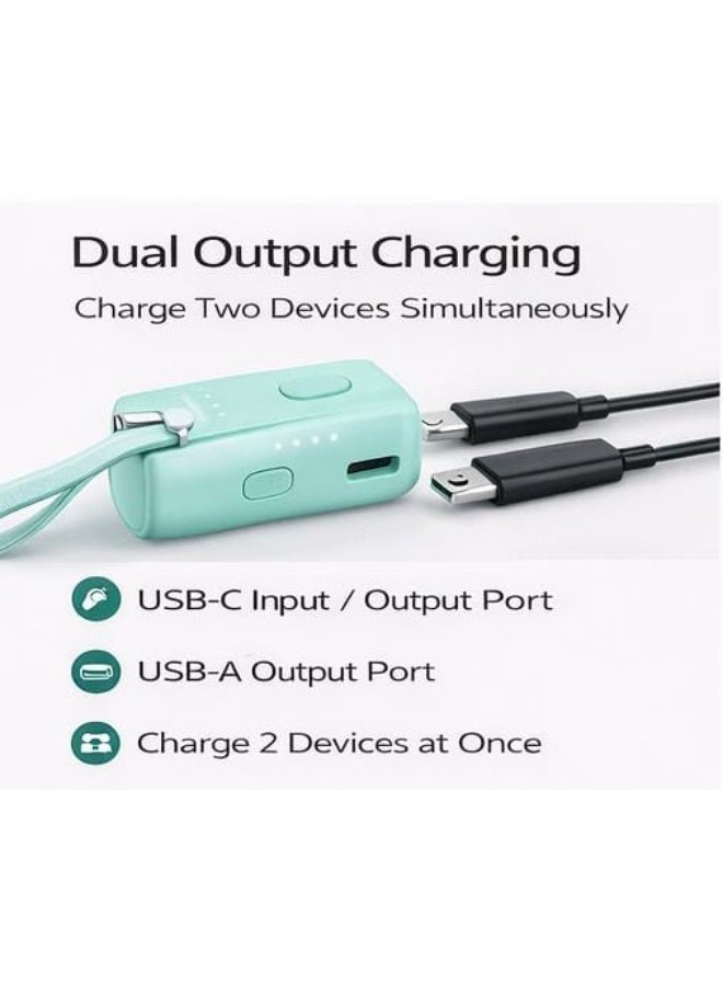 لينيس باور بانك LENYES PX028D صغير محمول 5000 مللي أمبير شحن سريع USB-C مخرج مزدوج خفيف الوزن للآيفون والأندرويد والسفر - Image 2