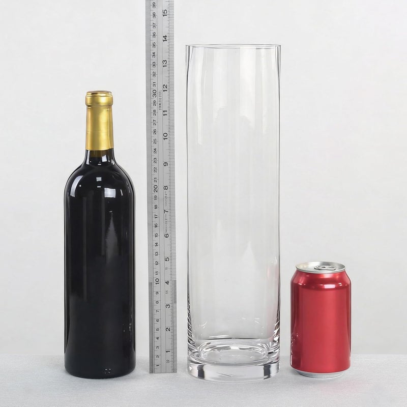 CYS EXCEL Clear Glass Cylinder Vase (H:14" D:4") | Multiple Size Choices Glass Flower Vase Centerpieces | Hurricane Floating Candle Holder Vase - Image 1