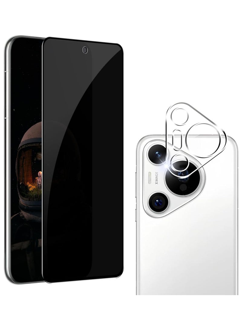 general Privacy Screen Protector Compatible with Huawei Pura 70 Pro, 1 Pack 3D Anti-Spy Tempered Glass Screen Protector with 1 Pack Camera Protector 9H Hardness Anti-Scratch Bubble-Free - Image 1