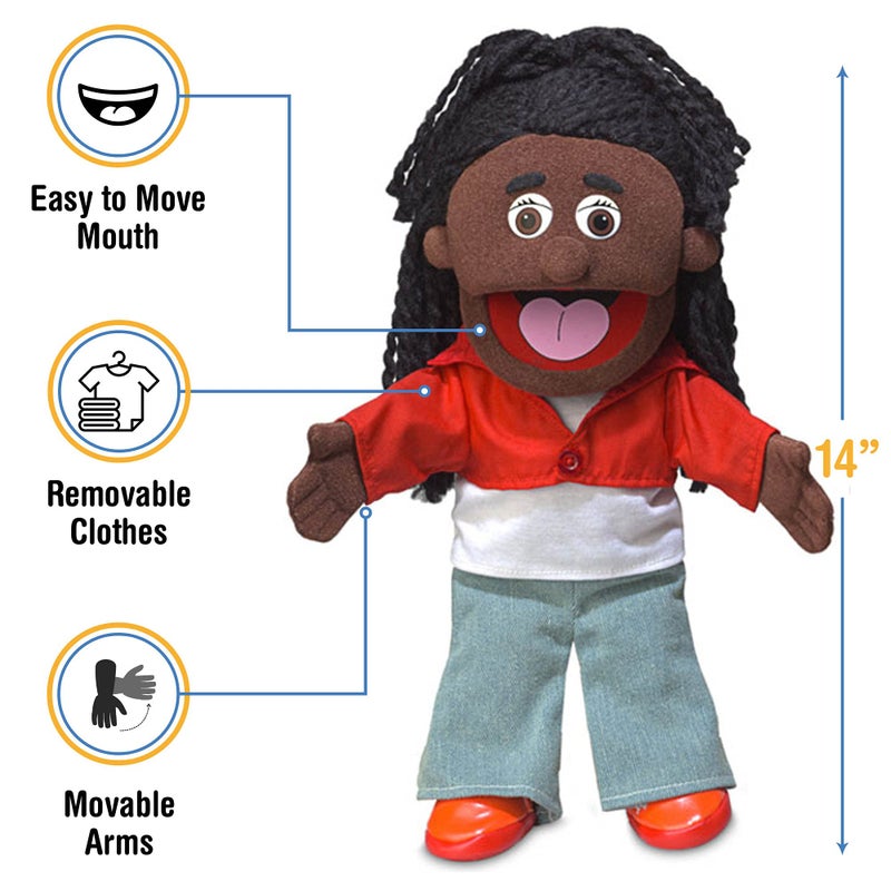 Silly Puppets 14" Sierra, Black Girl, Hand Puppet - Image 2