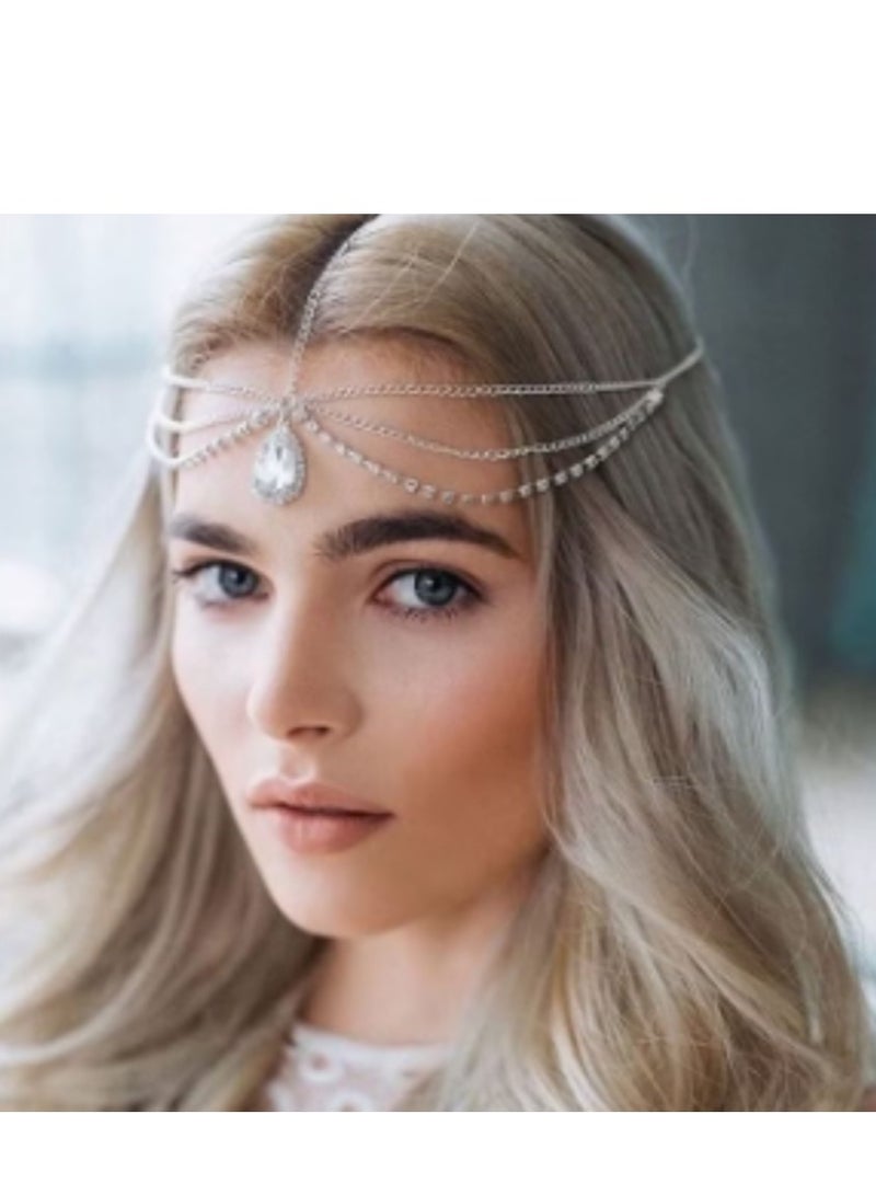Generic Headbands Wedding Headpiece Accessories Head Chain Vintage Rhinestones Drop Headpiece Headband Wedding Prom Eveing Women Girl Hair Accessories  - Image 4