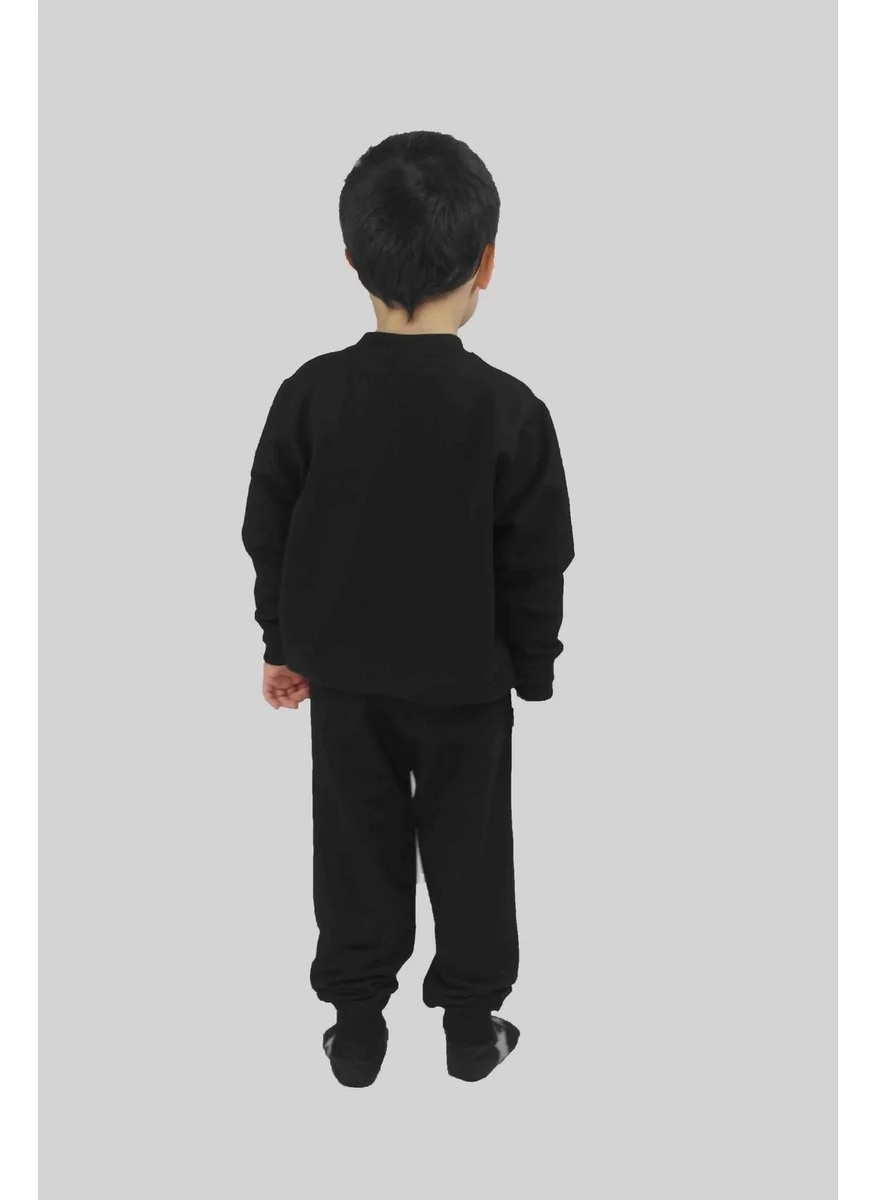 Bluence Boy's Printed Navy Blue Cotton Tracksuit Set