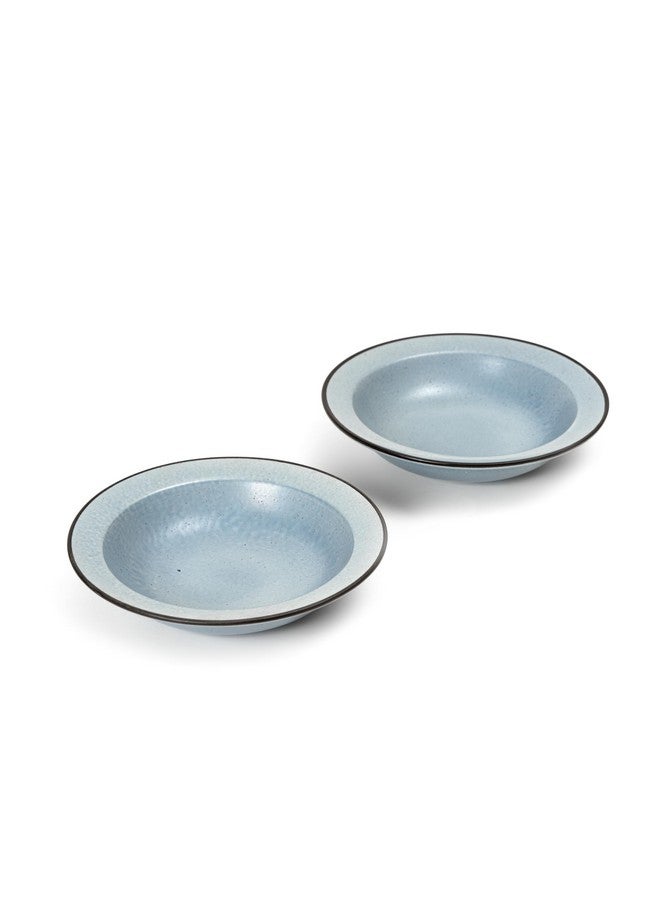 Beyond Homes Handcrafted Ceramic Plates, No-1 Quality Porcelain Must Have for Kitchen, Pasta Maggie Bowl Set, Microwave Safe | Chip-Resistant | Matte Finish | Textured: (Set of 2: Matte Blue Pastel) - Image 1