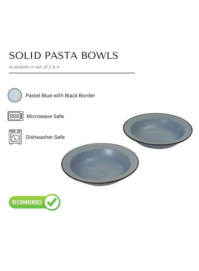 Beyond Homes Handcrafted Ceramic Plates, No-1 Quality Porcelain Must Have for Kitchen, Pasta Maggie Bowl Set, Microwave Safe | Chip-Resistant | Matte Finish | Textured: (Set of 2: Matte Blue Pastel) - Image 2