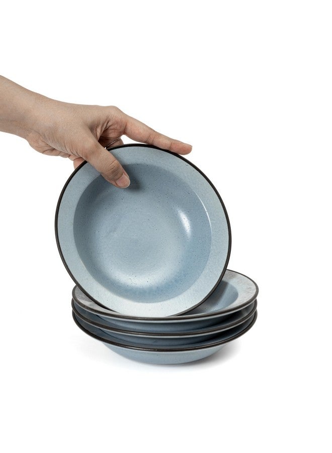 Beyond Homes Handcrafted Ceramic Plates, No-1 Quality Porcelain Must Have for Kitchen, Pasta Maggie Bowl Set, Microwave Safe | Chip-Resistant | Matte Finish | Textured: (Set of 2: Matte Blue Pastel) - Image 5