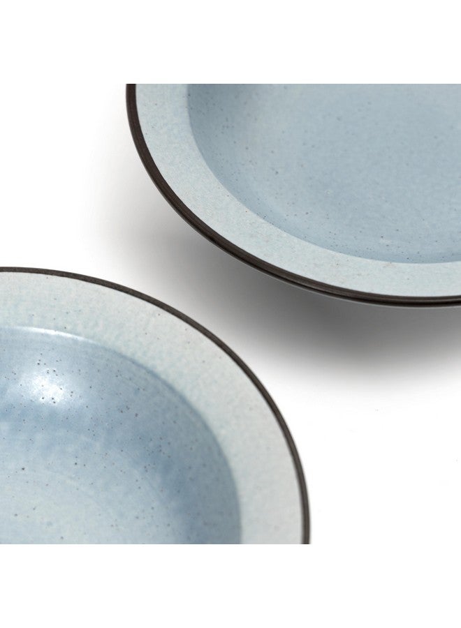 Beyond Homes Handcrafted Ceramic Plates, No-1 Quality Porcelain Must Have for Kitchen, Pasta Maggie Bowl Set, Microwave Safe | Chip-Resistant | Matte Finish | Textured: (Set of 2: Matte Blue Pastel) - Image 3