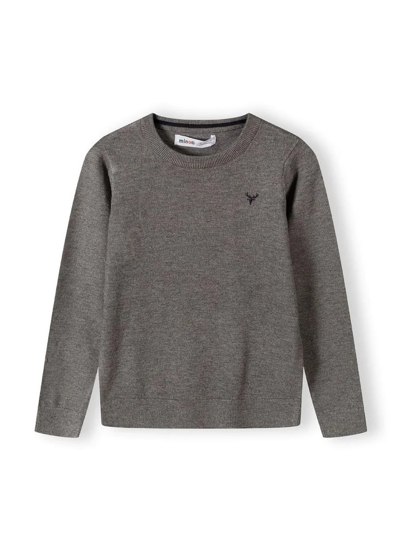 MINOTI Kids Boys Fine Knit Sweater with Chest Logo Stitching