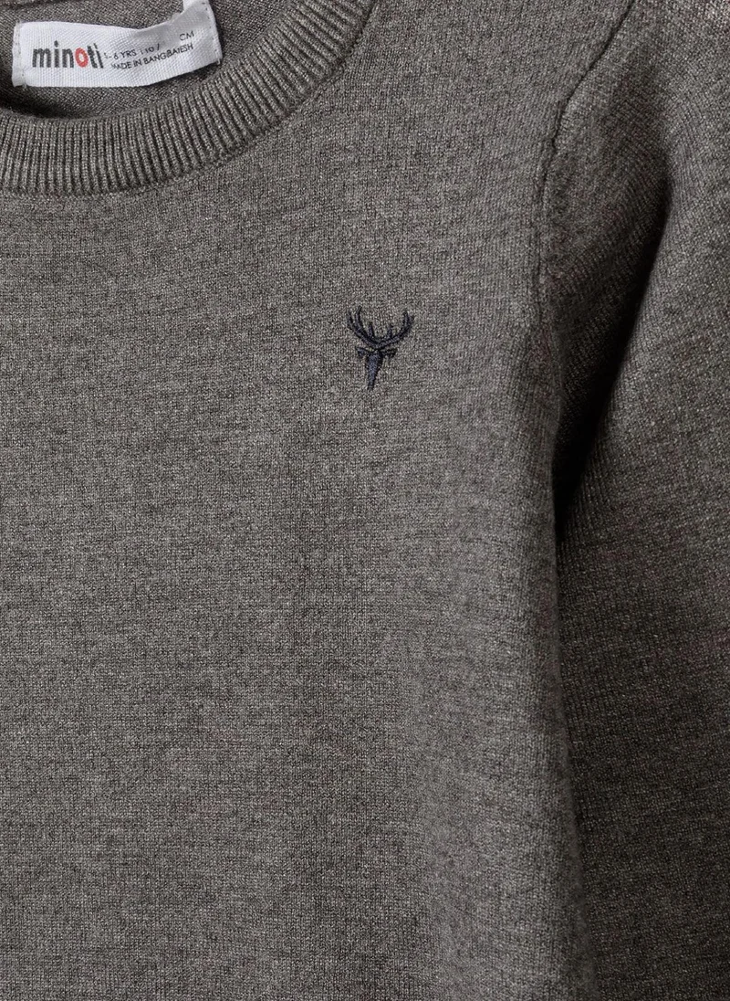 MINOTI Kids Boys Fine Knit Sweater with Chest Logo Stitching