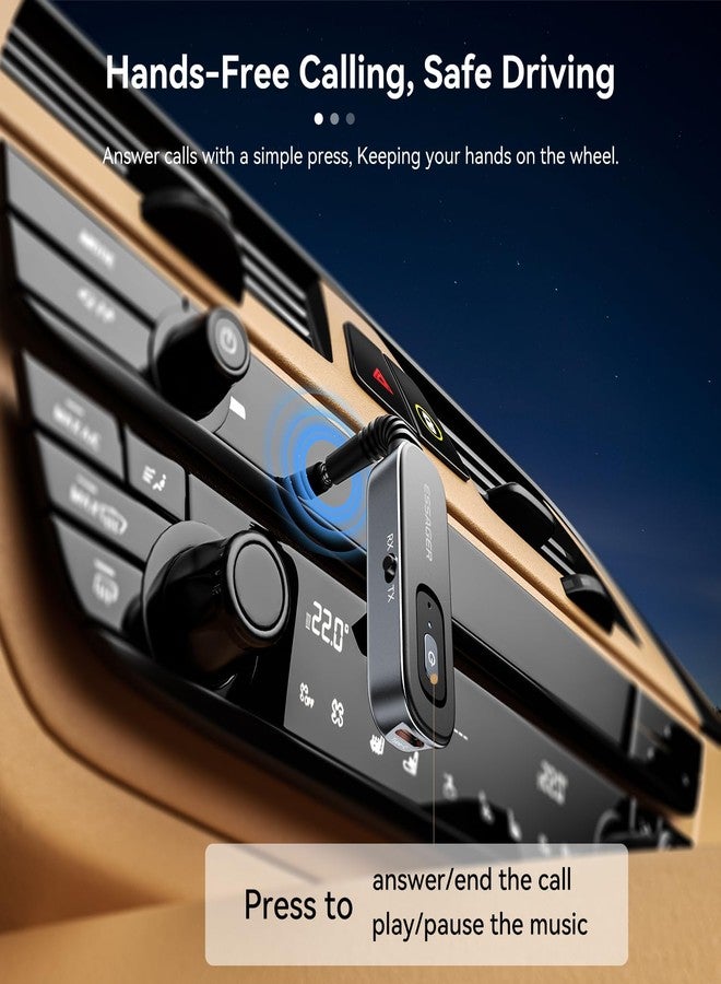 ESSAGER Bluetooth Receiver for Car, Noise Cancelling 3.5mm AUX Bluetooth Car Adapter, Wireless Audio Receiver Transmitter for Home Stereo/Wired Headphones Airplane, Gray - Image 2