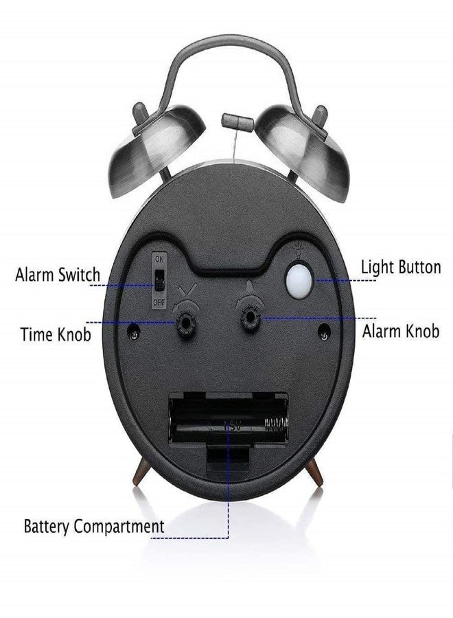 NELSTRAB:- Metal Silver Twin Bell Alarm Clock for Heavy Sleepers with Night LED Display-5 inches(Silver Clock)(1 PIS) - Image 5