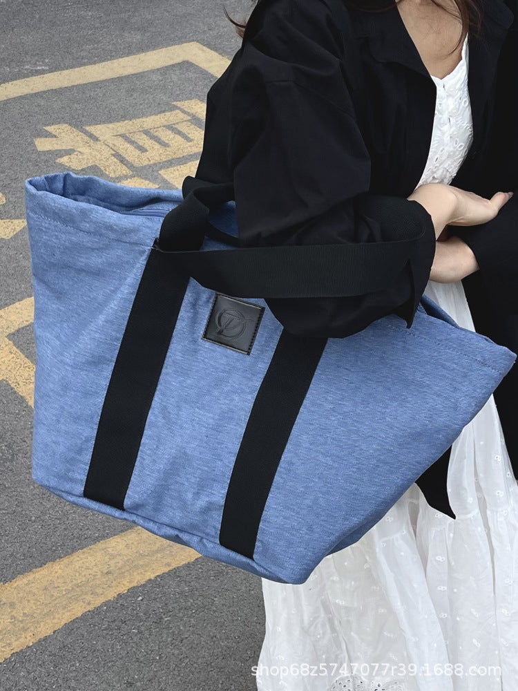 Textured Large-Capacity Bag Tote Bag Denim Handbag New 2025 Shoulder Bag Universal Luggage Bag - Image 2