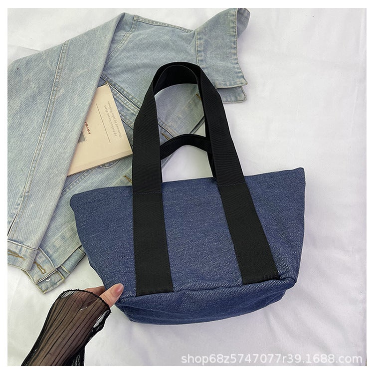 Textured Large-Capacity Bag Tote Bag Denim Handbag New 2025 Shoulder Bag Universal Luggage Bag - Image 1