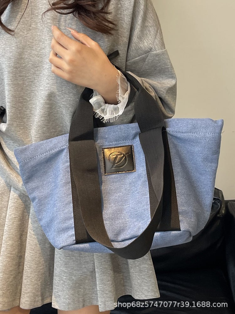 Textured Large-Capacity Bag Tote Bag Denim Handbag New 2025 Shoulder Bag Universal Luggage Bag - Image 4