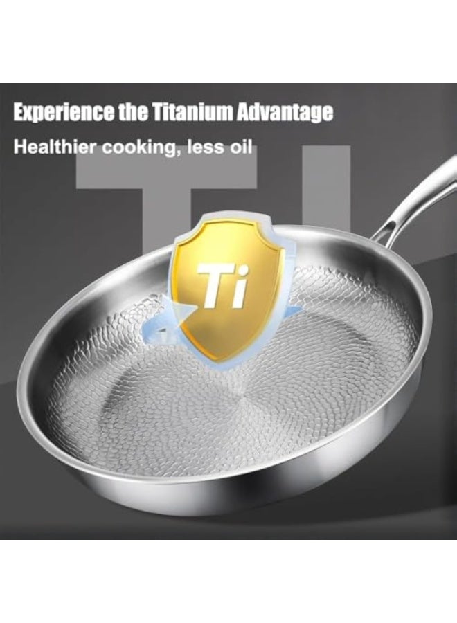 Arabest Titanium Frying Pan, Multifunctional Non Stick Nutri Pans, 12"Non Stick Titaniums Hammered Pan for Cooking with Lid, Ultra-Lasting Scratch-Resistant for Every Cooktop (10.23) - Image 2