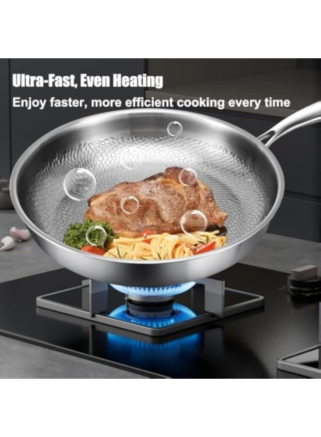 Arabest Titanium Frying Pan, Multifunctional Non Stick Nutri Pans, 12"Non Stick Titaniums Hammered Pan for Cooking with Lid, Ultra-Lasting Scratch-Resistant for Every Cooktop (10.23) - Image 3