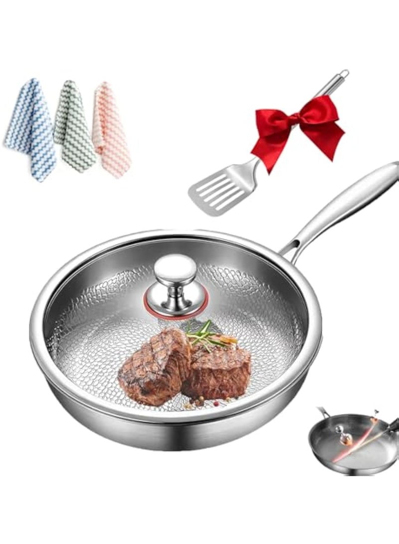 Arabest Titanium Frying Pan, Multifunctional Non Stick Nutri Pans, 12"Non Stick Titaniums Hammered Pan for Cooking with Lid, Ultra-Lasting Scratch-Resistant for Every Cooktop (10.23) - Image 1