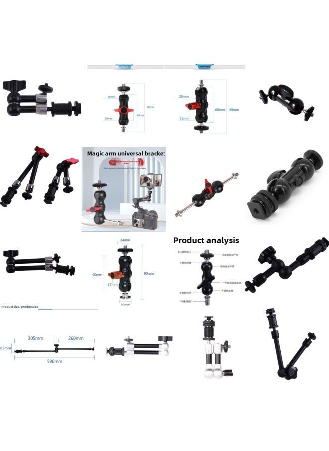 Double Ball Head Universal Bracket SLR Camera Monitor Magic Handle Strange Hand Hot Boot Bracket Pea Clip Strange Hand-Color:73mm Pea Clip - Image 2