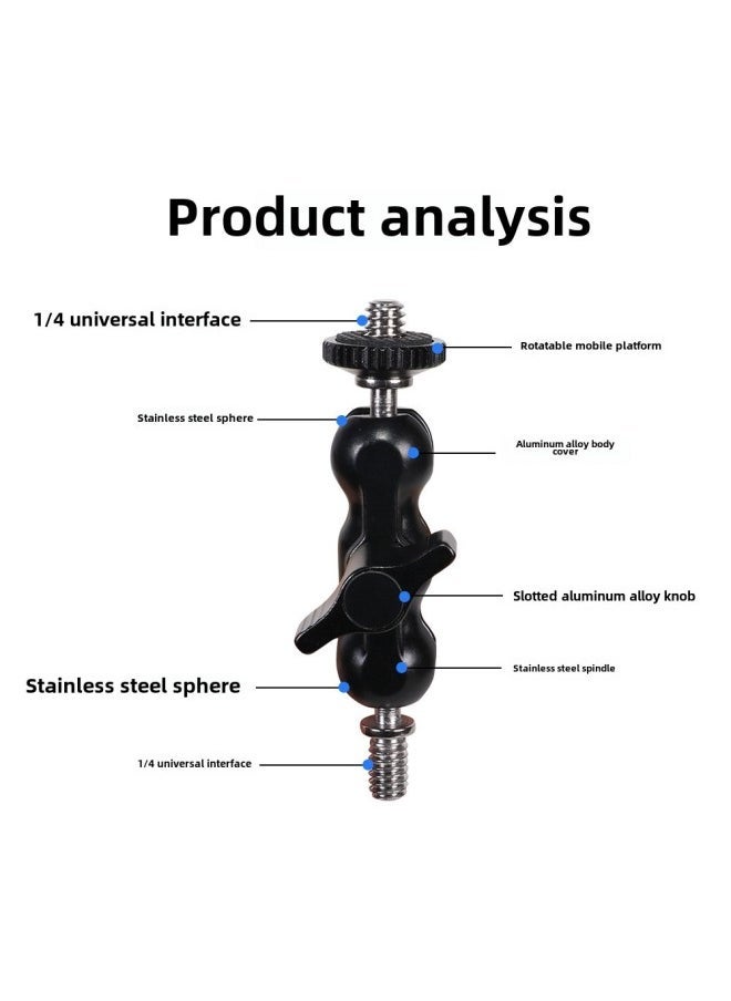 Double Ball Head Universal Bracket SLR Camera Monitor Magic Handle Strange Hand Hot Boot Bracket Pea Clip Strange Hand-Color:73mm Pea Clip - Image 1