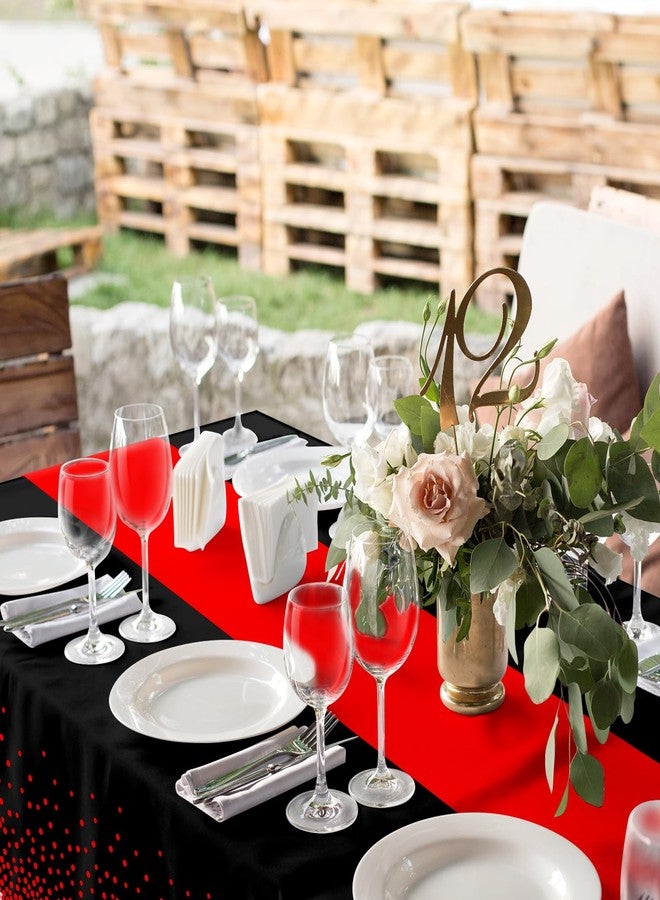 MASHAN 3Pcs Black and Red Tablecloth Party Decorations,Plastic Black Table Cloth Printed Red Table Runner Disposable Rectangle Cover for Birthday Weeding Anniversary Graduation Party,54 x108 Inch - Image 5