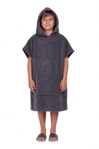 ALLEN & MATE ALLEN MATE 100 Cotton Kids Hooded Surf Poncho Changing Robe Quick Absorbent Wearable Swim Towel Boys Girls 613 Years - Image 1