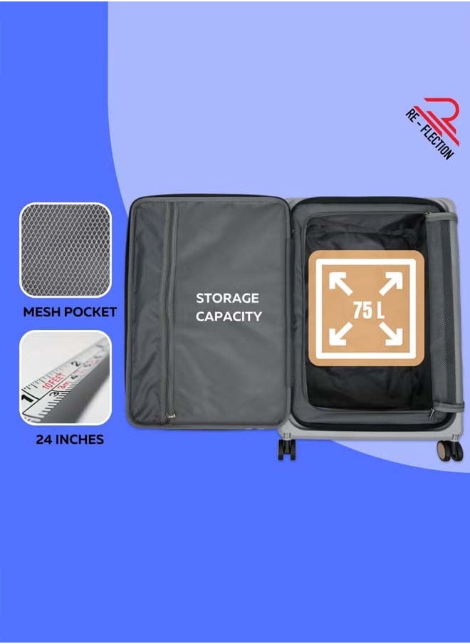 Reflection - REFLECTION Collapsible 24 Inch Trolley Luggage Bag, Polypropylene Plastic Body, Portable Design, Ergonomically Designed Soft Handles, 2 Level Adjustable Handle, Khaki - Image 1