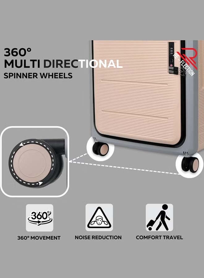 REFLECTION Collapsible 24 Inch Trolley Luggage Bag, Polypropylene Plastic Body, Portable Design, Ergonomically Designed Soft Handles, 2 Level Adjustable Handle, Khaki - Image 4