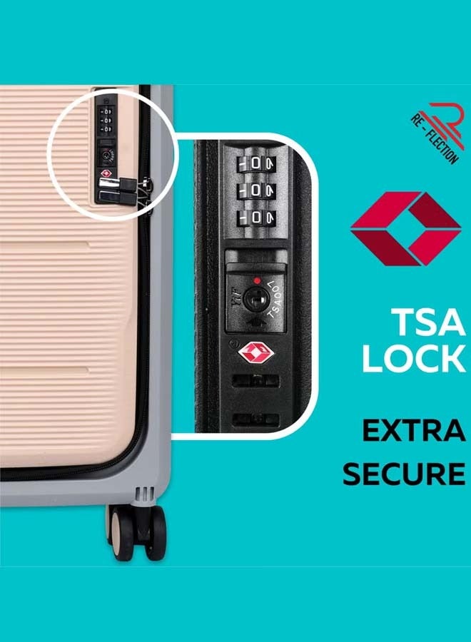 REFLECTION Collapsible 24 Inch Trolley Luggage Bag, Polypropylene Plastic Body, Portable Design, Ergonomically Designed Soft Handles, 2 Level Adjustable Handle, Khaki - Image 5