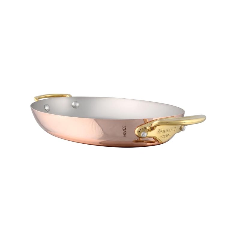Mauviel Mauviel MHeritage 150 B 15mm Polished Copper  Stainless Steel Oval Pan With Brass Handle 157In Made In France 