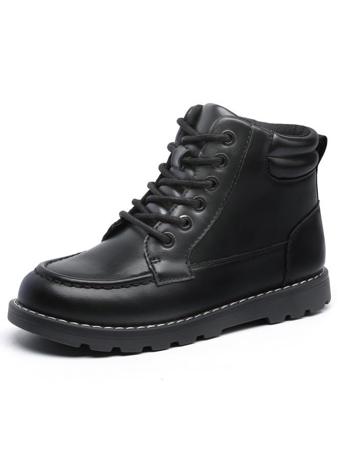 Mixin Girls Boys Hiking Snow Boots Waterproof Non-Slip Ankle Boot with Lace-Up & Side Zipper for Little/Big Kids, Black, 3 Big Kid - Image 1