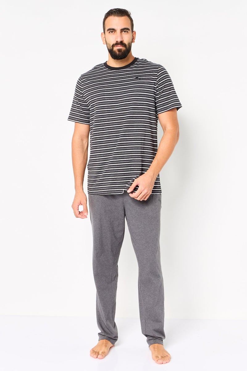 PUMA Men 2 Pieces Brand Logo Top And Bottom Pyjama Set, Multicolor - Image 1