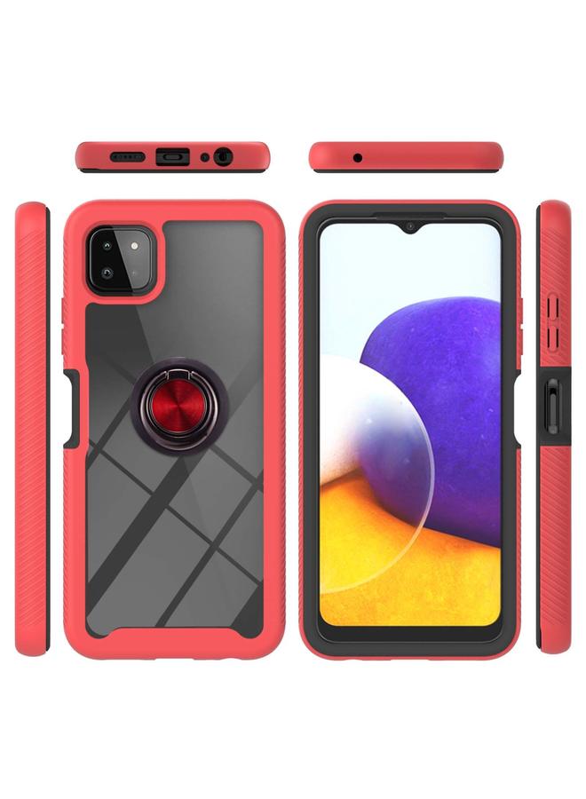 اس-توب جراب لهاتف Samsung Galaxy A22 5G Starry Sky بلون سادة مقاوم للصدمات من البولي كربونات + جراب واقٍ من مادة TPU مع حامل حلقي ووظيفة مغناطيسية - Image 2