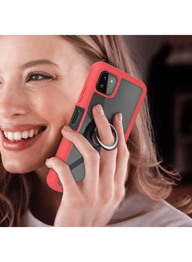 اس-توب جراب لهاتف Samsung Galaxy A22 5G Starry Sky بلون سادة مقاوم للصدمات من البولي كربونات + جراب واقٍ من مادة TPU مع حامل حلقي ووظيفة مغناطيسية - Image 5