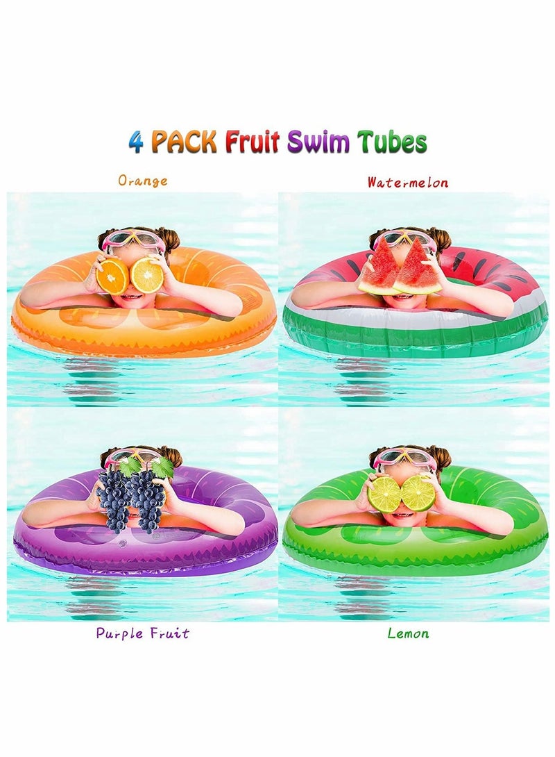 Excefore Inflatable Pool Floats Fruit Swim Tubes Rings, 32.5” Swim Rings Pool Floats Toys for Adults and Kids Beach Swimming Pool Toys - 4 Pack - Image 2