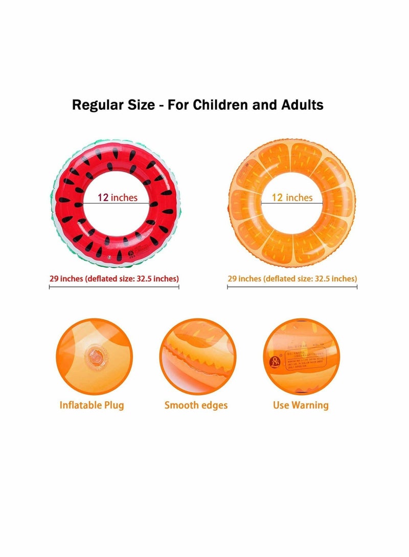 Excefore Inflatable Pool Floats Fruit Swim Tubes Rings, 32.5” Swim Rings Pool Floats Toys for Adults and Kids Beach Swimming Pool Toys - 4 Pack - Image 3