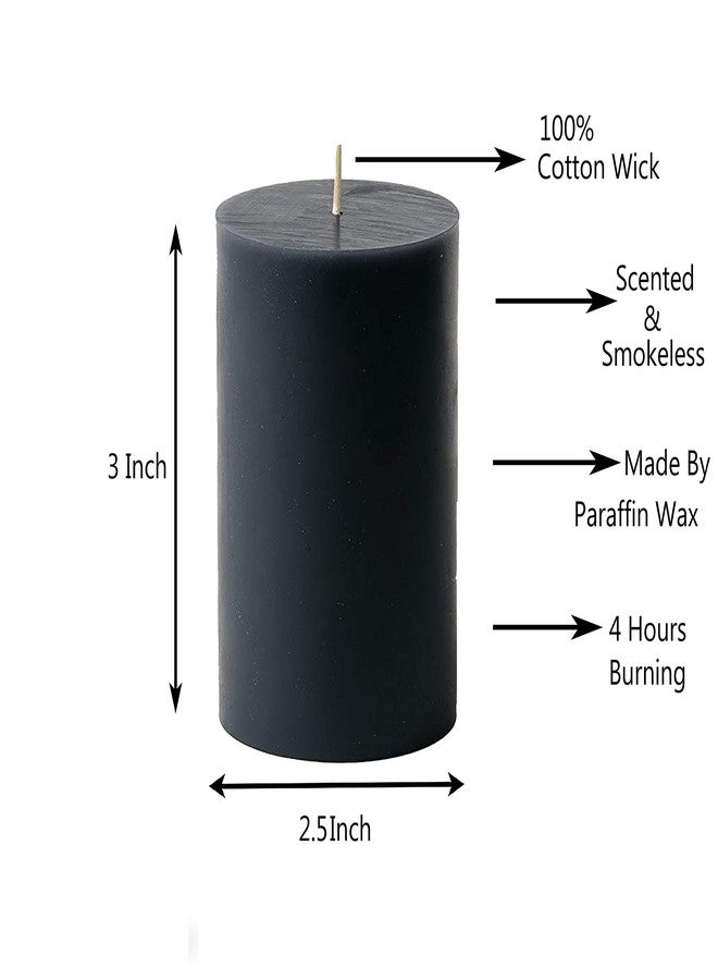 Luces Paraffin Wax Smokeless Scented 2.5"X3" Black & Red Tall Pillar Candle for Decoretion - Image 4
