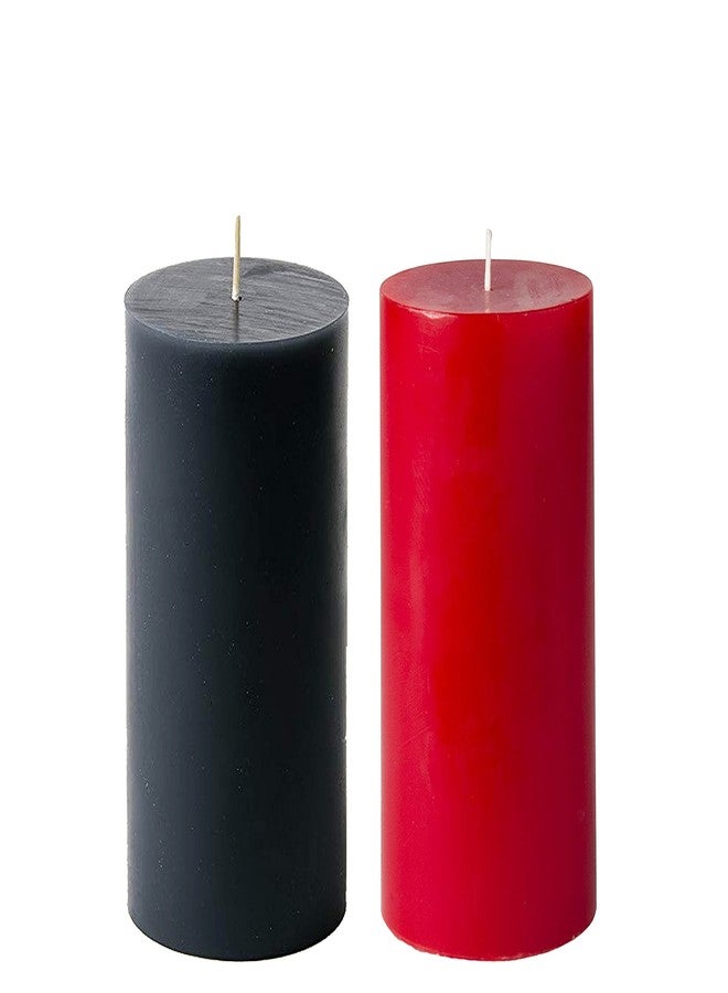 Luces Paraffin Wax Smokeless Scented 2.5"X3" Black & Red Tall Pillar Candle for Decoretion - Image 1