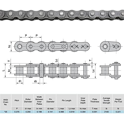 YOXUFA #35 Roller Chain for Mini Bike Coleman CT100U CC100X Baja Doodle Bug Dirt Bug Racer DB30 Motovox MBX10 MBX11 MMB80 Predator 79cc 97cc 100cc Engine Powersports Parts 140 Links Drive Chain - Image 5