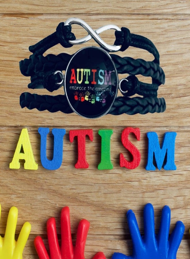 إنفينيتي كوليكشن سوار إنفينيتي كوليكشن للتوعية بالتوحد - سوار على شكل قطعة أحجية - احتضن الروعة - مجوهرات سوداء قابلة للتعديل للتوعية بالتوحد - سوار معصم للجنسين للبالغين - Image 5