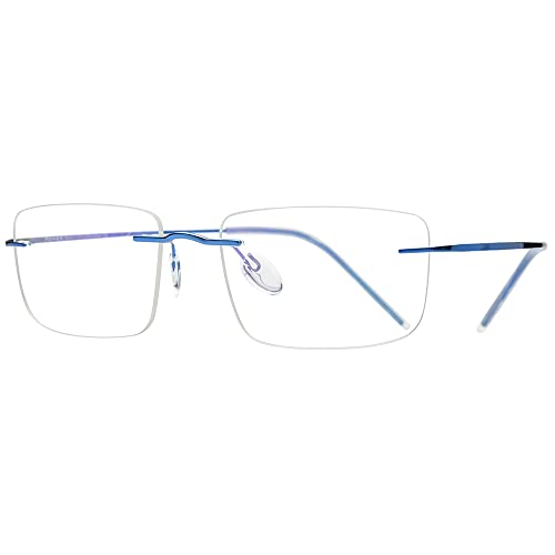 FONEX Titanium Glasses Frame,Rimless Frameless Optical Eyewear Eyeglasses for Men and Women F85634 (F85707 Blue) - Image 5