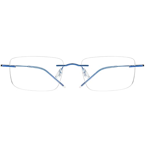FONEX Titanium Glasses Frame,Rimless Frameless Optical Eyewear Eyeglasses for Men and Women F85634 (F85707 Blue) - Image 4
