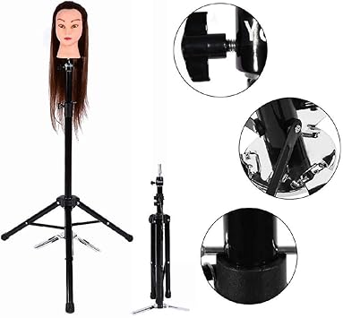 Ejoyous Ejoyous Wig Head Stand Adjustable Mannequin Head Holder Stainless Steel Wig Tripod Stand for Hairdressing Training Head Mannequin Head with Carry Bag 80160 cm  - Image 4