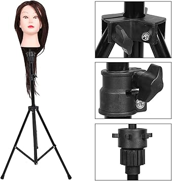 Ejoyous Ejoyous Wig Head Stand Adjustable Mannequin Head Holder Stainless Steel Wig Tripod Stand for Hairdressing Training Head Mannequin Head with Carry Bag 80160 cm  - Image 5