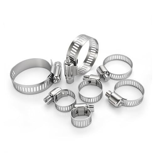 imsiboc 30PCS 304 Stainless Steel Hose Clamp Assortment Kit, 3/8'' - 5/8'' (10-16mm) Adjustable Worm Gear Fuel Line Clamp for Plumbing, Automotive And Mechanical Applications - Image 2