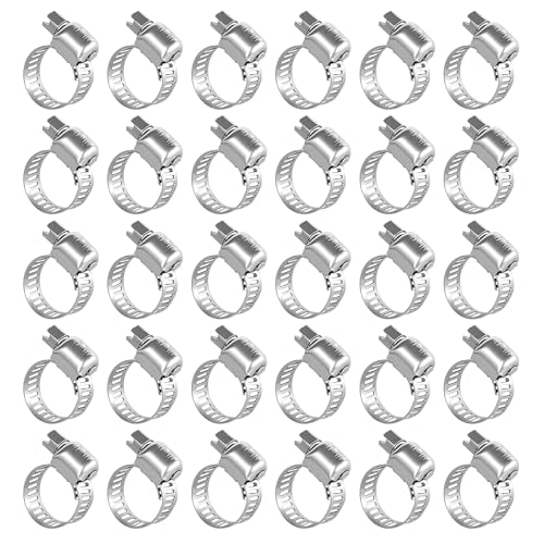 imsiboc 30PCS 304 Stainless Steel Hose Clamp Assortment Kit, 3/8'' - 5/8'' (10-16mm) Adjustable Worm Gear Fuel Line Clamp for Plumbing, Automotive And Mechanical Applications - Image 1