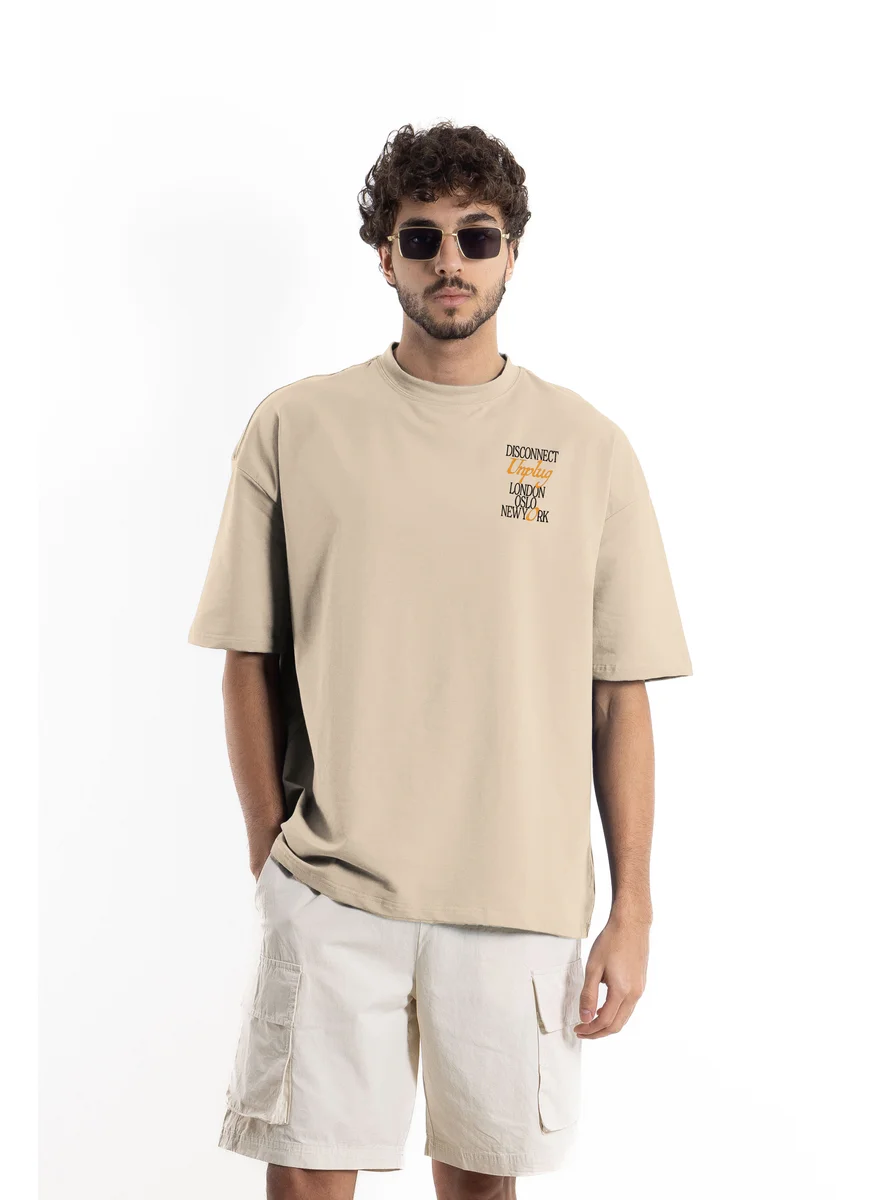 SHAPES SLOGAN PRINTED COTTON BLEND T-SHIRT
