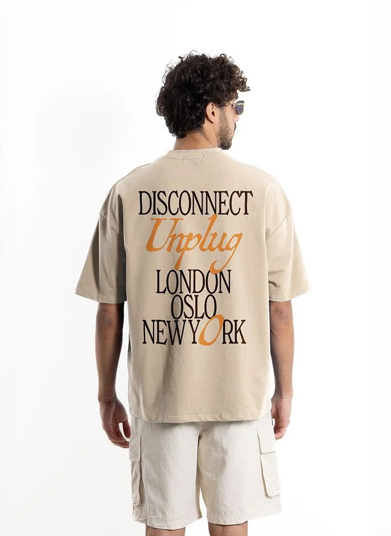 SHAPES SLOGAN PRINTED COTTON BLEND T-SHIRT