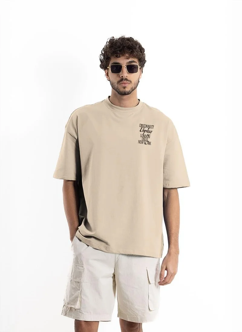 SHAPES SLOGAN PRINTED COTTON BLEND T-SHIRT