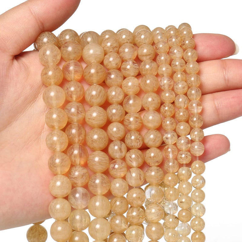 35pcs 10mm Natural Stone Beads Gold Rutilated Quartz Beads Crystal Gemstone for Jewelry Making DIY Bracelet Necklace